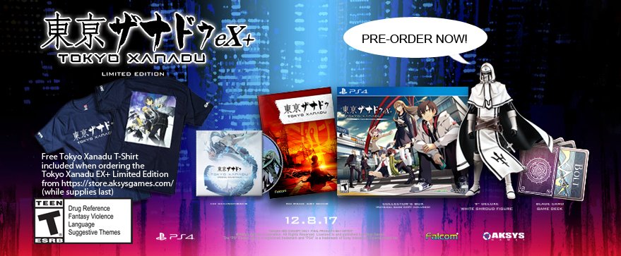 aksysgames's tweet photo. Also, if you want the #TokyoXanaduEX Limited Edition for #PS4, but need a #TXEXP t-shirt to complete the experience, pre-order the game from our store!

https://t.co/W35XjQkWt7 https://t.co/XTl76U9JG0