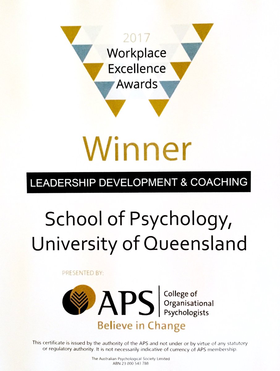 alexanderhaslam's tweet photo. Team of researchers from @UQPsych wins national Workplace Excellence Award for #5R Leadership Development work with industry and health partners @UQ_News @UQHealth @NikSteffens @jetten_j https://t.co/BrTi66rFvl