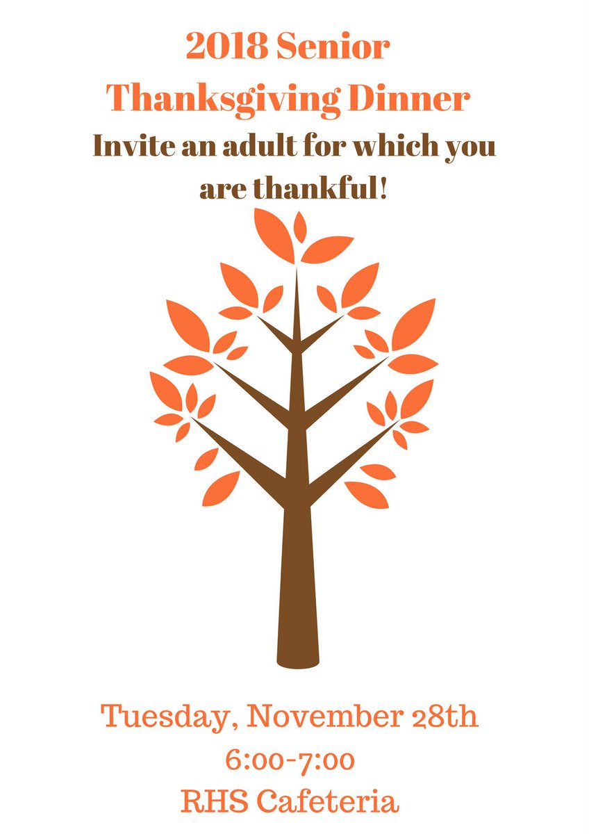 RooseveltLib's tweet image. SENIORS! Invite someone you are thankful for to the Senior Thanksgiving Dinner! 11/28/17 @ RHS Cafeteria from 6:00-7:00.