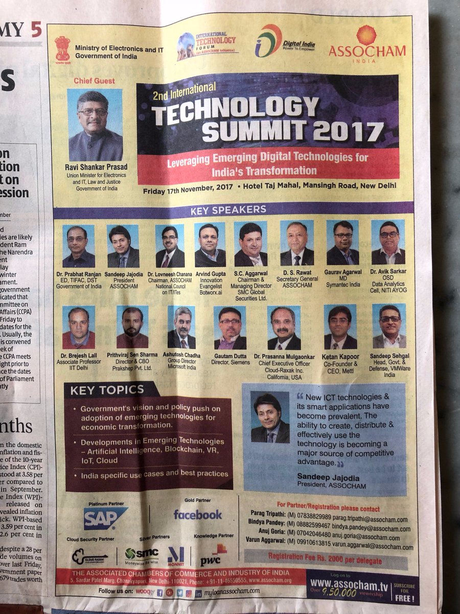 HunchVentures's tweet photo. Cloud Raxak @HunchVentures portfolio company partnered with ASSOCHAM @followassocham at The 2nd Technology Summit 2017, Dr. Prasanna Mulgaonkar @mulgaonkarp is live as a speaker in the Cloud Security Session. @karan5577 @Seshashayee @getspotdraft @vaguppu @bsindia https://t.co/sDDPn5JbRN
