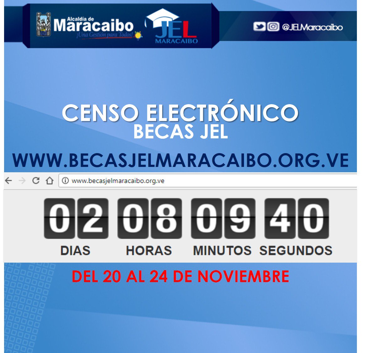 ¡Falta poco! Todo está listo para el Censo Electrónico de #BecasJEL... Participa por la becasjelmaracaibo.org.ve
