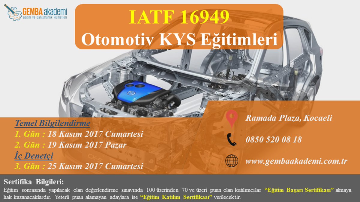 Askıda "IATF 16949 Eğitimi" var! <a href="/gemba_akademi/">Gemba Akademi</a> desteğiyle 1 üniversiteliye hediye! Detaylar için: bit.ly/2iqvkIr
