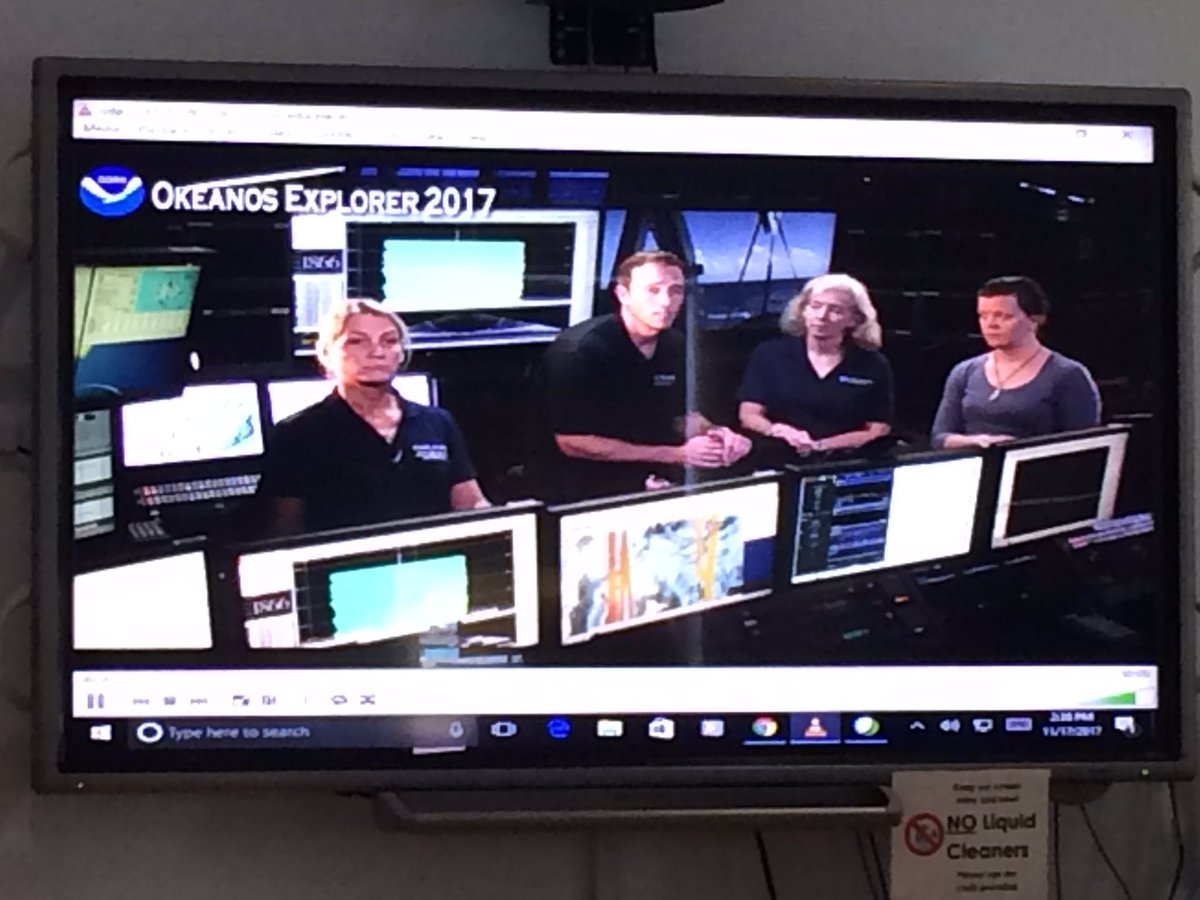 agarrett76's tweet photo. Happening Now! 📰🛥⚓️
Literally having a Q &amp; A session with explorers aboard the Okeanos Explorer 2017! Super cool! 😎
#NOAAexploration #DiscoveryHall https://t.co/ho37n73WmS
