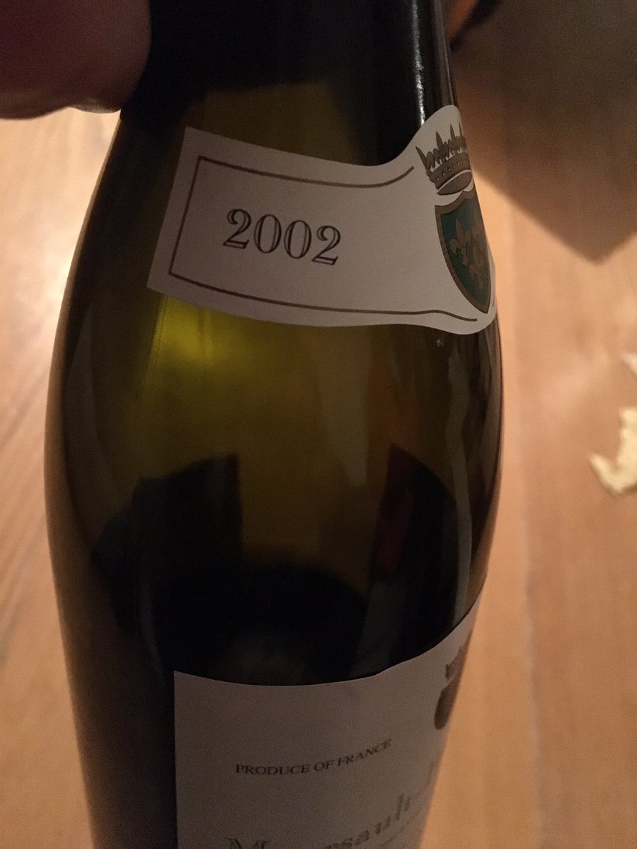 wijzewijn's tweet photo. Perfectly aged #meursault 2002 Nutty/full bodied but balanced/complex #wine thx @Baan6 ! https://t.co/GUh9lAfSNe