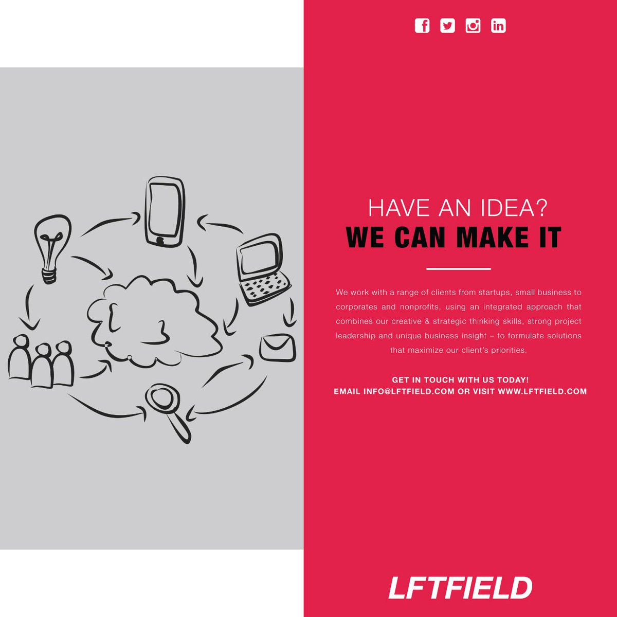 lftfield's tweet image. Have an idea? 
We can make it happen!
.
.
.
.
.
#Marketing #WebDesign #DigitalStrategy #Startup #SocialMedia #Toronto