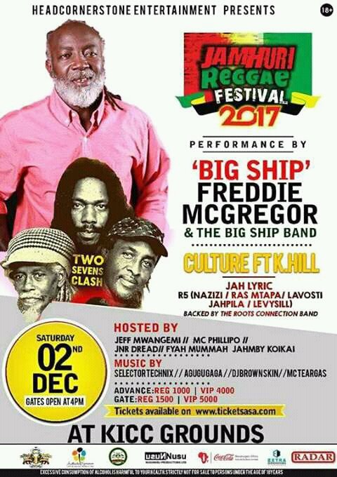MartoValencia_'s tweet photo. 2nd of Dec the #JRF2017 himself Freddie McGregor, mighty Culture feat @KenyattaCulture with the queen @NaziziHirji & crew.@Cornerstoneke https://t.co/Q7QEdSOOtC