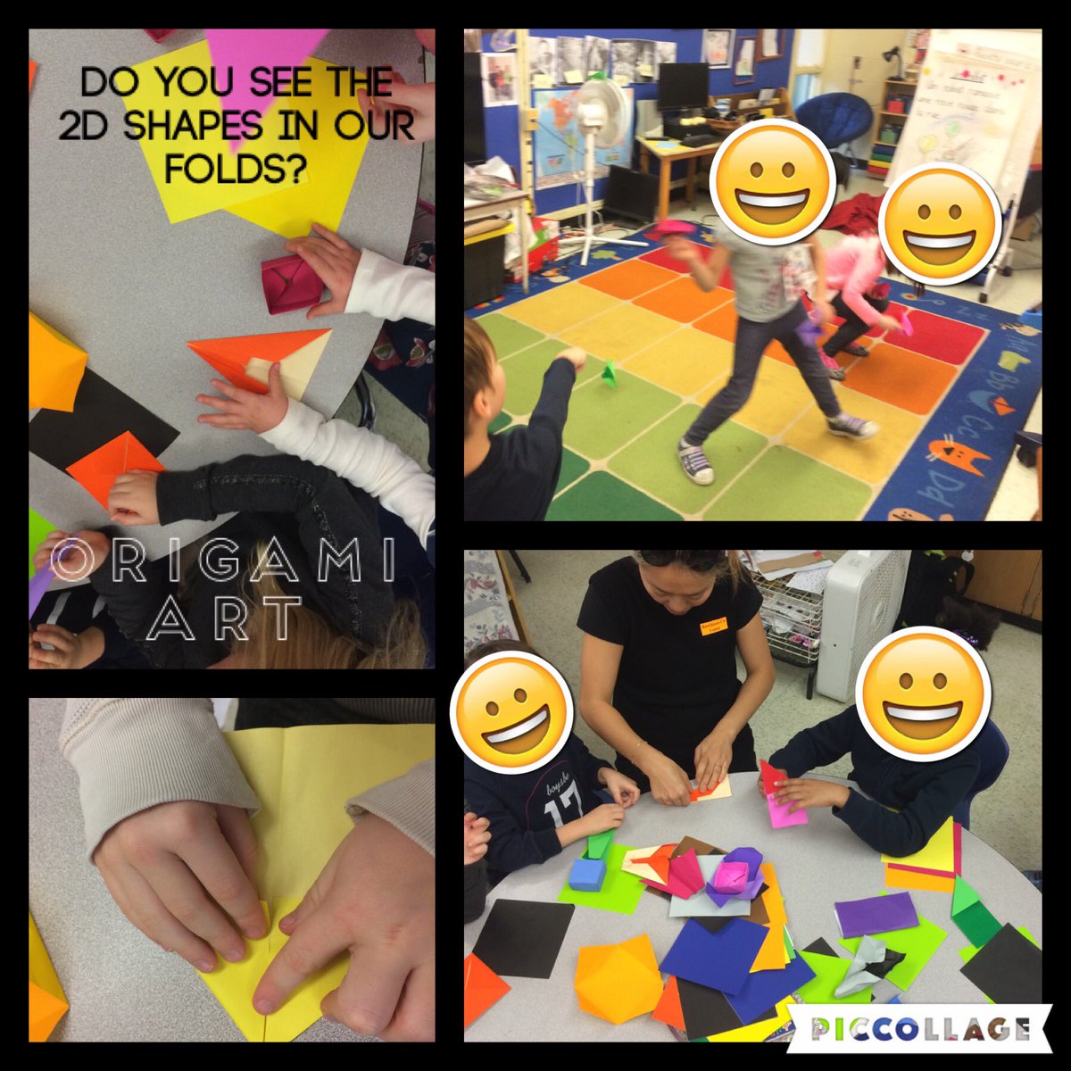 MmeColaiacovo's tweet photo. Learning the art of origami with the help of a parent volunteer. Do you see the 2D shapes in the paper folds? #rawlinsonlovesmath https://t.co/bascyTdOTu