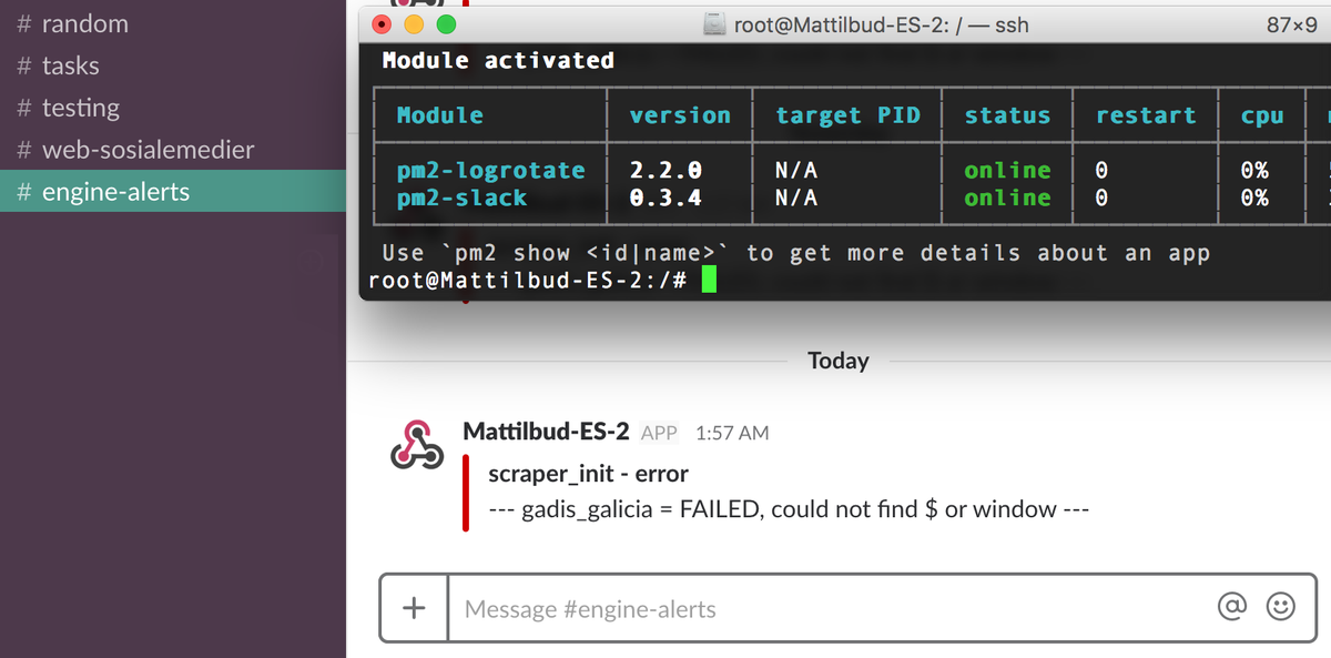 almirmesic's tweet photo. running your Node apps in PM2? can highly recommend this pm2-slack module for monitoring - rock solid with barely any memory or CPU usage!
https://t.co/MVyJxb7kyM https://t.co/opbA199IWA