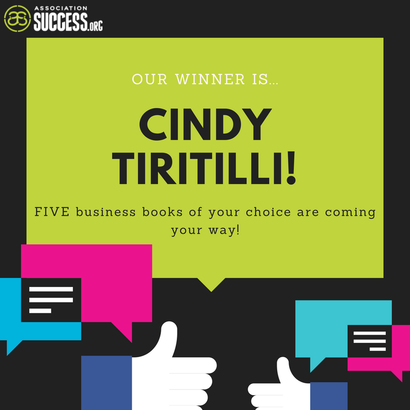 sidecarglobal's tweet photo. Congratulations Cindy Tiritilli, the winner of the "FIVE business books giveaway of your choice" from our #SURGE2017 contest! We hope you enjoy them! Thx to everyone who participated and helped make this contest a success! #assnprofs #assnchat #associationsuccess https://t.co/7cUcVfF3U1