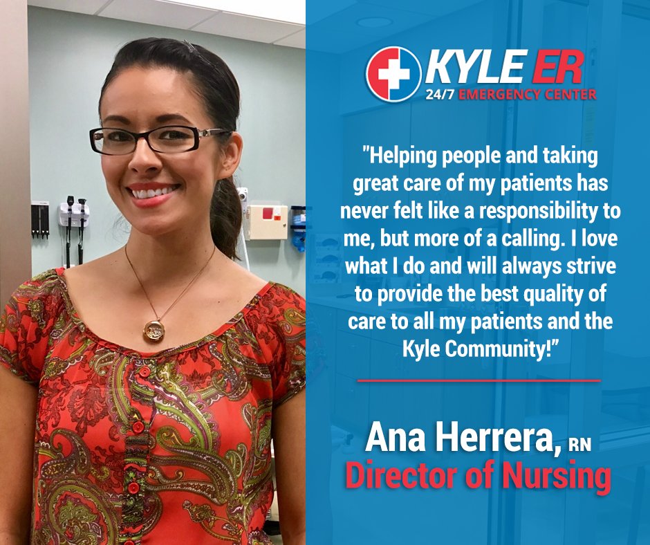 KyleERHospital's tweet photo. #HIGHLIGHTINGHUMANITY Have you met Ana, our Director of Nursing at #KyleER? Ana always had an affinity for helping others. We are grateful for her leadership and dedication to our staff and community.

https://t.co/2djA1uFq4E https://t.co/ee6rSgCfF6