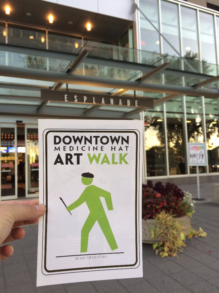 TourismMedHat's tweet photo. #ArtWalk tonight in #MedHat! 7 - 10PM. Bring some friends, grab a warm drink and enjoy some amazing local art! #thishappenshere https://t.co/6hz7vVn09U