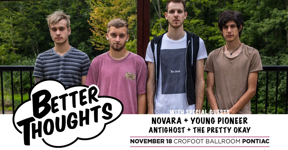 FusionShows's tweet photo. TOMORROW at @TheCrofoot!

@BttrThoughts 
@Novaramusic
@YoungPioneerMI 
@antighostmusic 
@theprettyokay 

Get tickets: https://t.co/zoa4DbmDge https://t.co/aRvDy0QWv6