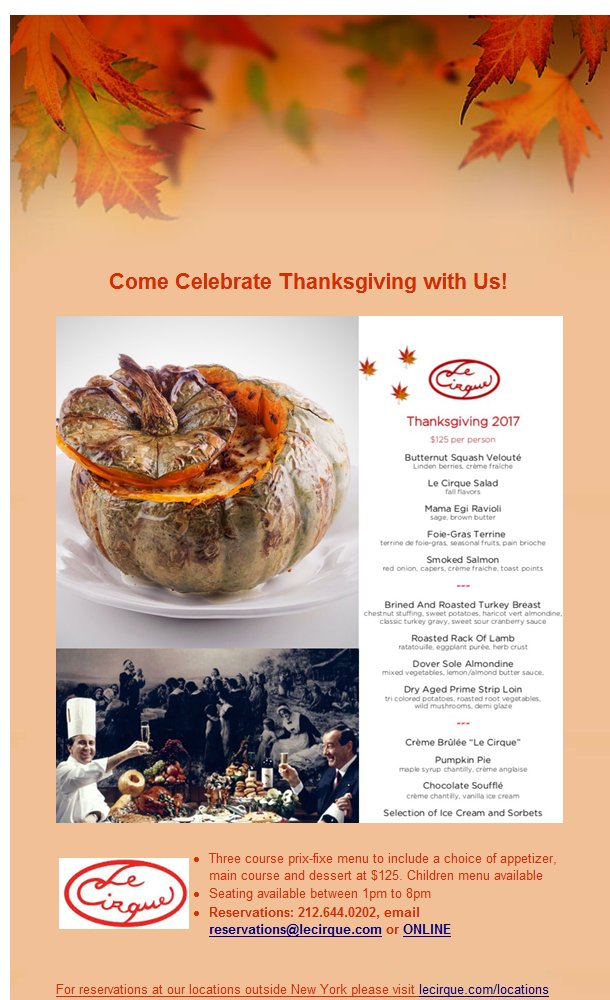 Come Celebrate Thanksgiving with us at Le Cirque bit.ly/2jziIC9