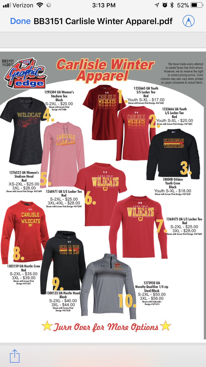 Booster clothing order. Orders due by Nov 27. Watch the announcements or it can be emailed to you