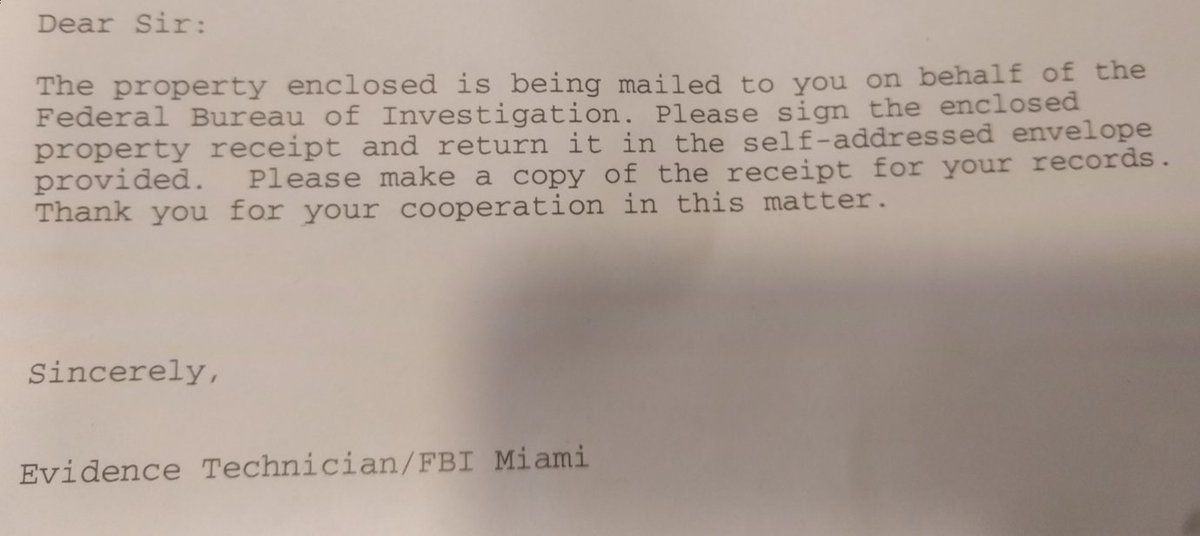 gexcolo's tweet photo. Broke: Suing the U.S. government for return of your property

Woke: DMing James @Comey and getting your shit back a week later https://t.co/QyZ2EZr6PF