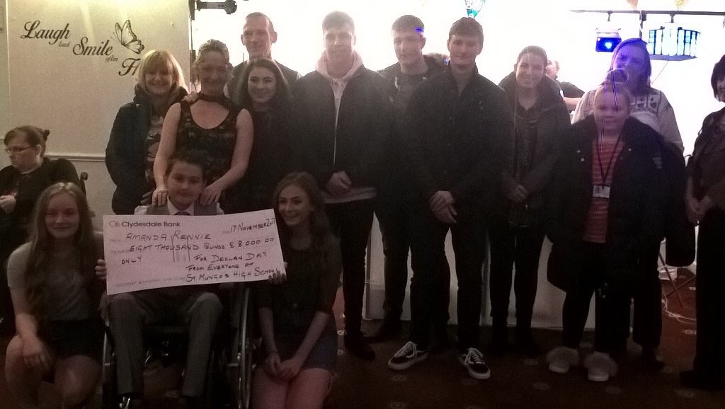 StMungosAndrew's tweet photo. What an honour to present the £8,000 cheque to Declan and his family tonight! Thank you so much to everyone who donated today. It has gone to a great cause. We hope Declan has had a great time at his party tonight #Declanday https://t.co/tqhAe2YDKF