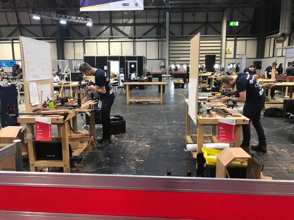 MoultonConstru's tweet photo. Furniture students from @MoultonCollege doing really well at the #skillsshow @SkillsShow https://t.co/yPANVzvrLq