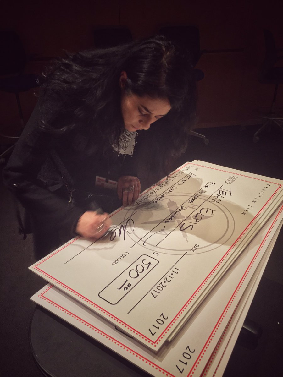 ChristenLien's tweet image. Seriously though, I didn&apos;t know how much I enjoyed writing jumbo-sized checks until this happened. #bucketlist #hackingarts2017