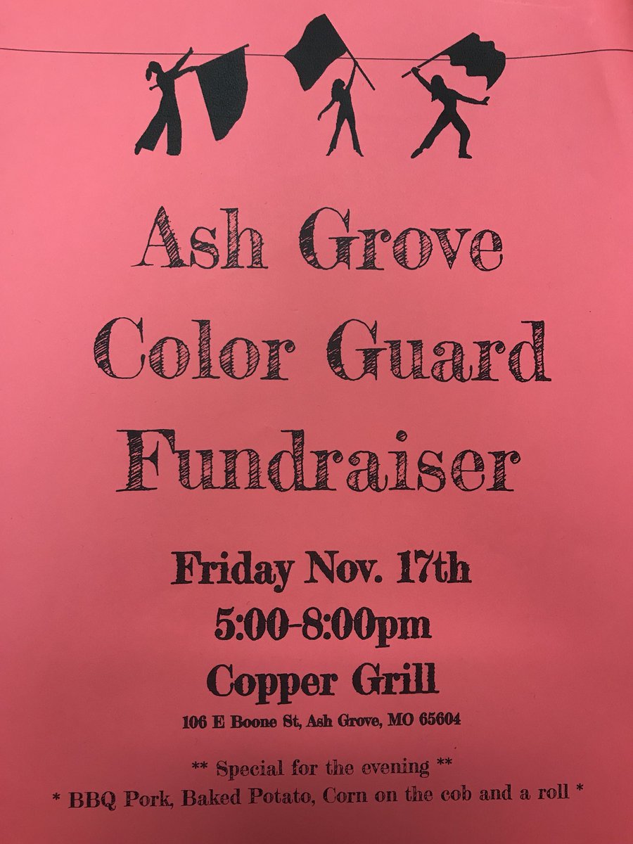 ashgroveband's tweet photo. Come to Copper Grill tonight to support the Ash Grove color guard and have some great food! @AshGrovePirates https://t.co/5uNo1ktCor