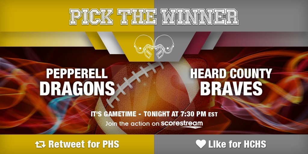 Who wins?
RT for Pepperell <a href="/PepperellSports/">Pepperell Sports</a>
Like for Heard @HeardCFootball
Get the app 🔥 scorestream.com/app?rId=twg