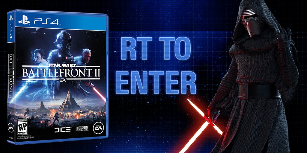 EAStarWars's tweet photo. RT to win! We're giving away five copies of #StarWarsBattlefrontII for @PlayStation 4. 
Details: https://t.co/mPjC0F6KgR #EAStarWarsGameSweepstakes https://t.co/pR3UjHYaiZ https://t.co/CwgKz64Zf0