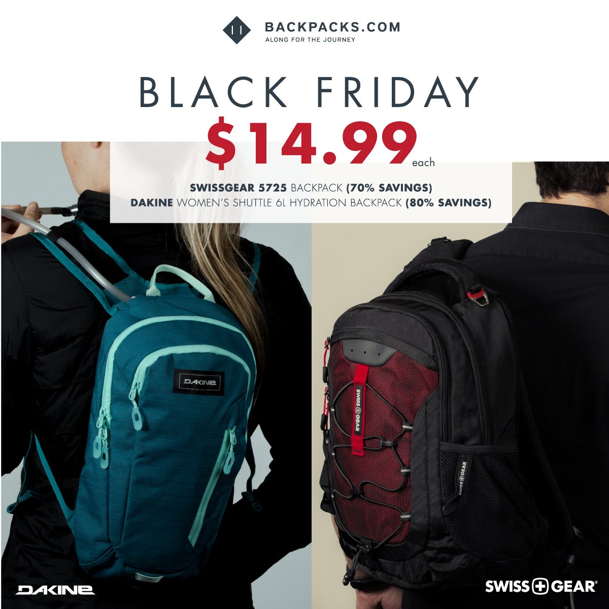 backpacksdotcom's tweet photo. BLACK FRIDAY STARTS NOW!!!
Get either (or both!) a Swissgear 5725 backpack or a Dakine Shuttle Hydro Pack for $14.99!
https://t.co/z4bxY1kYfq
https://t.co/mRaTpwWuPR
#backpacksdotcom #sale #blackfriday https://t.co/FuG3MaJAG6
