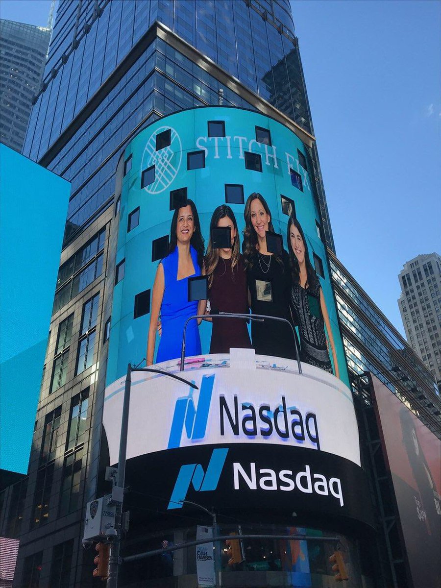 For the time I got be at #StitchFix 's IPO and be on the Nasdaq Billboard in Times Square.  Thank you and congrats to Katrina Lake &amp; team!