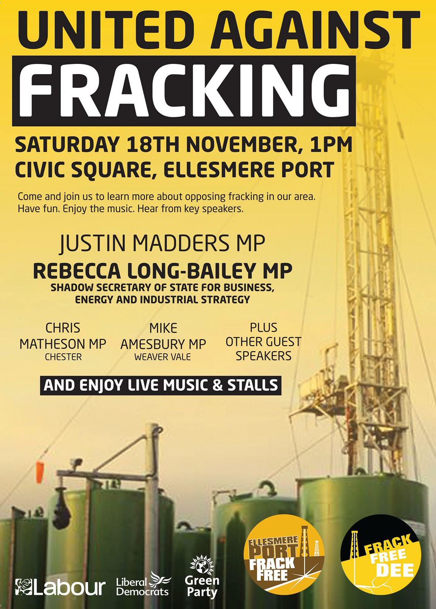 #EllesmerePort #CheshireWest #Cheshire
UNITED AGAINST FRACKING - TOMORROW
Opposing #fracking and allied interests
#Transition to a Fossil Fuel Free Future is Necessary &amp; Inevitable #DoItNow