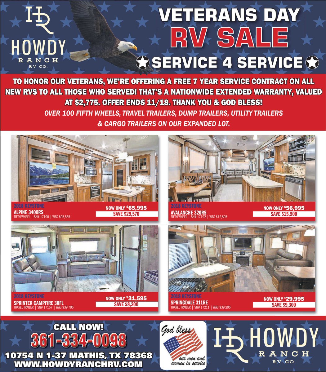 howdyrv's tweet photo. Veterans make your way over here today by 3pm & we'll getcha covered across the nation! ๐๐บ๐ฒ ๏ธhttps://t.co/dztiffiWpd #Service4Service https://t.co/OZGIYnLqMG