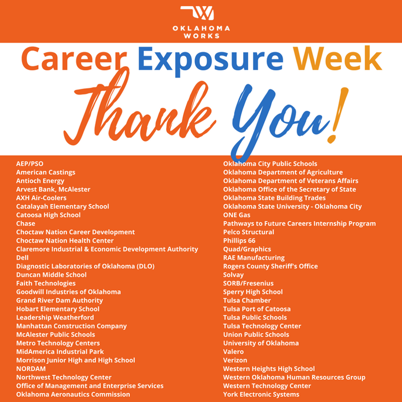 OKLAworks's tweet photo. Sending a HUGE THANK YOU to everyone who helped make our 1st #CareerExposureWeek a success! https://t.co/CnO1aOxkPi