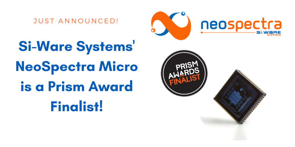 SiWareSystems's tweet photo. We are proud to announce that Si-Ware Systems' #NeoSpectraMicro has been nominated as a finalist for the 2018 Prism Awards! #PRISM10 @PhotonicsWest @SPIEtweets https://t.co/Im1s2bPG3L