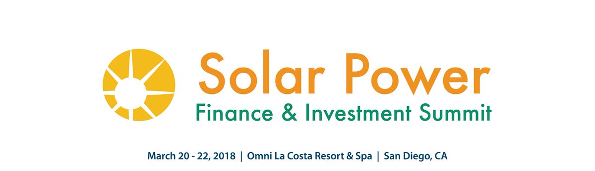 The Solar Power Finance & Investment Summit is the leading gathering place for the industry’s dealmakers. Don't miss the opportunity to network with over 1,000+ senior level attendees & 100+ top solar speakers. For more information, visit bit.ly/2dOCPpd