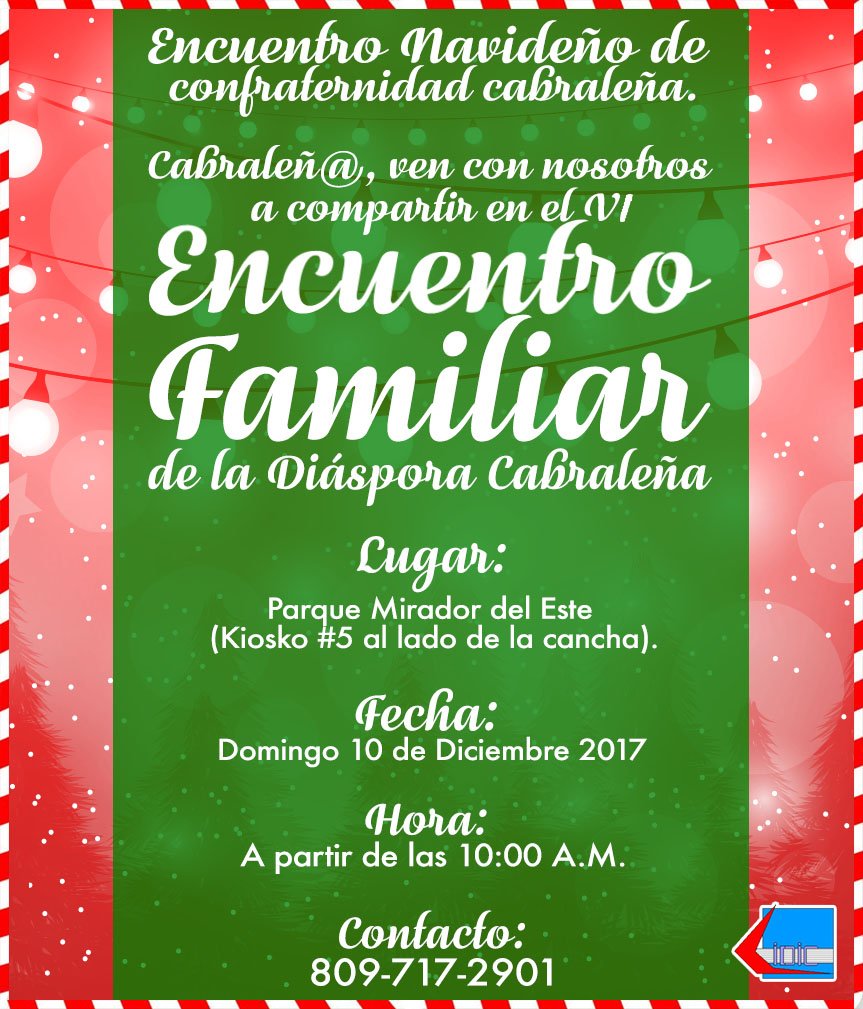 eltimacle's tweet photo. Encuentro Familiar de la Diáspora Cabraleña
Agrupar y unificar a los Cabraleños es el objetivo de la Diáspora Cabraleña, es por este motivo que les invitamos con su familia a compartir tus #Mulitos, #Alitas, #Costillitas, #Chuletas #Pastelón, #Ensaladas en #Confraternidad. https://t.co/Bq2zx4aa1E