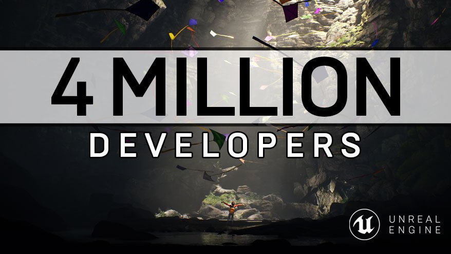 UnrealEngine's tweet photo. More than 4 million developers are a part of this community today. Thank you to everyone for sharing your work, helping each other, contributing to the code, providing feedback and more. Thanks for helping us improve Unreal Engine technology for all! #UE4 https://t.co/DIk5TwPbUE