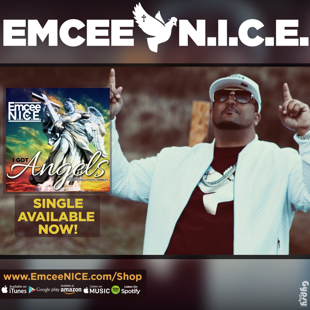 Emcee N.I.C.E. #NewMusicFriday EmceeNICE.com #NewAlbum #PRAISE #2 Billboard #Gospel #Album #AvailableNow along w/ #iGotAngels #1 #Billboard Hot #Single produced by #SamPeezy #RichardSmallwood #StevenFord #EmceeNICE #GodIsWorking