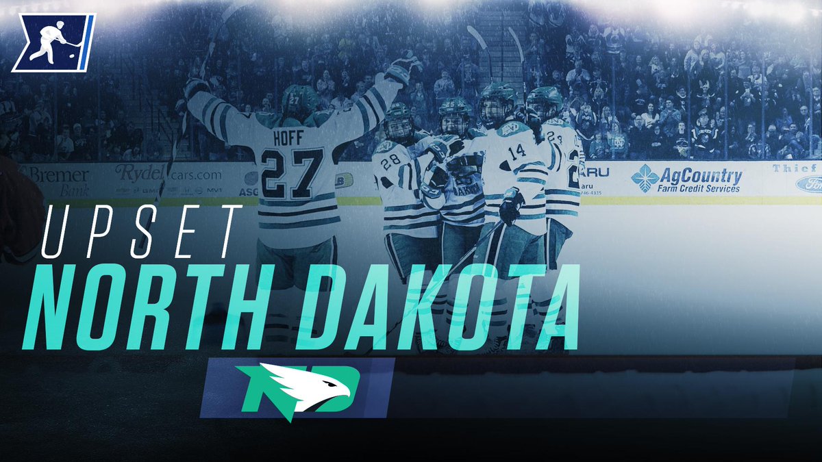NCAAIceHockey's tweet photo. NO. 1 GOES DOWN!
No. 3 @UNDmhockey with the 5-4 comeback victory at top-ranked Denver. https://t.co/ql4lF8offM