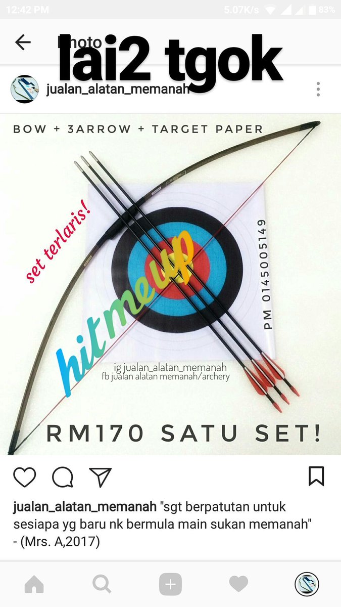ashraffmiroL's tweet photo. "sgt brpatutan utk sesiapa yg bru nk cuba sukan mmanah"
#sukanmemanah #sunnah #panah #bow #busur #buatanmalaysia #traditionalarchery #archer https://t.co/p6X7kPRn3x
