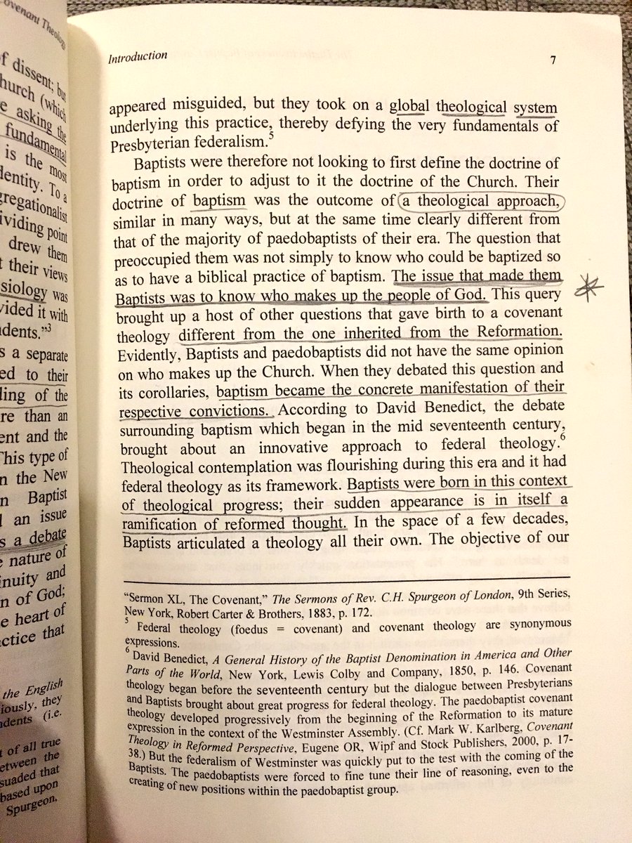 1689Jeff's tweet photo. Think the main diff between reformed baptists (not calvinist dispy baptists) and presbyterians is baptism and ecclesiology? Nope. Those are manifestations of the diff in our covenant theologies; answering the question: Who are the people of God?? 
#2LCF #ReformedBaptist #GoodBook https://t.co/5sjS0Nq4yt