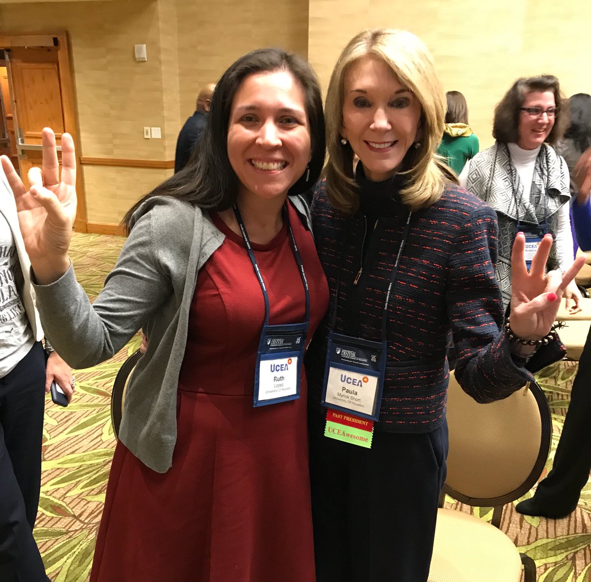 MariRodPhD's tweet photo. Look who's at #UCEA17! Wonderful women from @UHouston @Ruth13L and @SashaProf #DenverInNovember https://t.co/DxdNkJMJOd