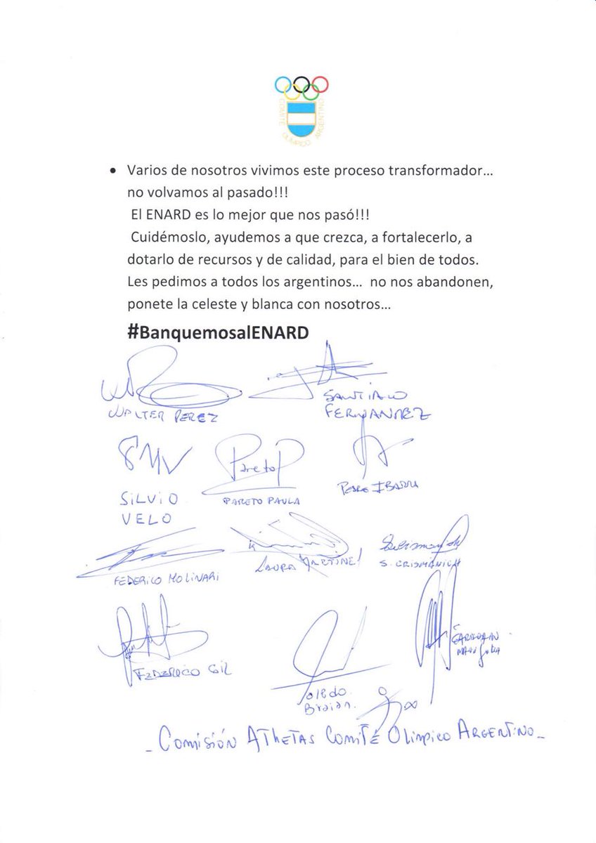 Sé que para alguno puede ser irrelevante pero se está a punto de sancionar una ley que disolvería el enard...solo pedimos que se difunda lo más posible estos artículos que son las palabras y opiniones de todos los deportistas, con un RT ayudas mucho #BanquemosalENARD