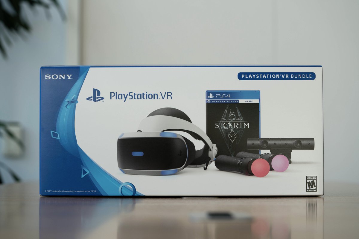 PlayStation's tweet photo. The PlayStation VR Skyrim VR Bundle is available now, Dragonborn: https://t.co/ztmaUnWamC https://t.co/tbvFZt72ik