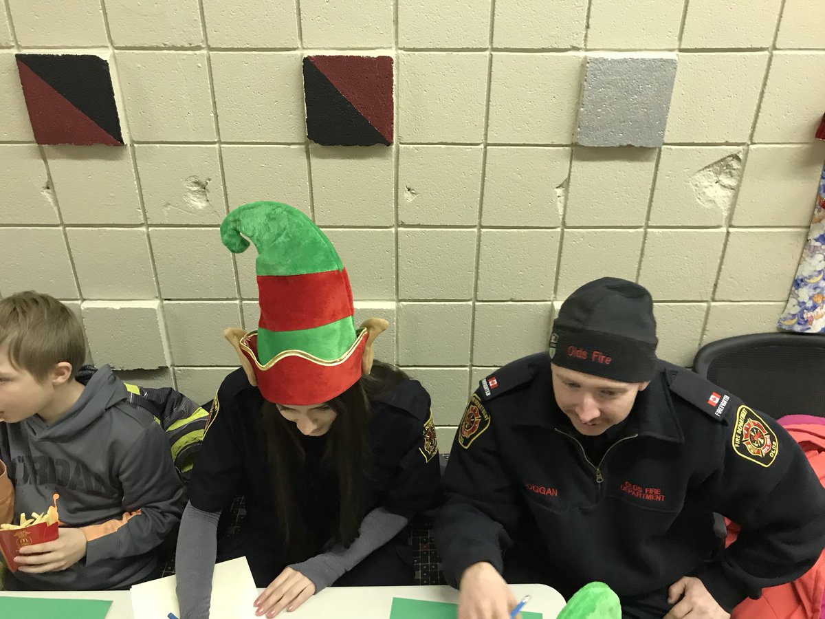 OldsFireDept's tweet photo. Our crew of elf’s tonight helping children in our community write letters to Santa, I hand delivered mine! https://t.co/vcdEGwX1gn