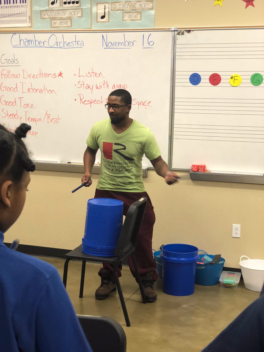 RaineyInstitute's tweet photo. In addition to learning to play their orchestral instruments, some El Sistema @ Rainey students learn the basics of bucket drumming &amp; expand their abilities to play as a cohesive group. Bucket Band is a small but fun &amp; evolving part of our curriculum. https://t.co/03lOadeRnc