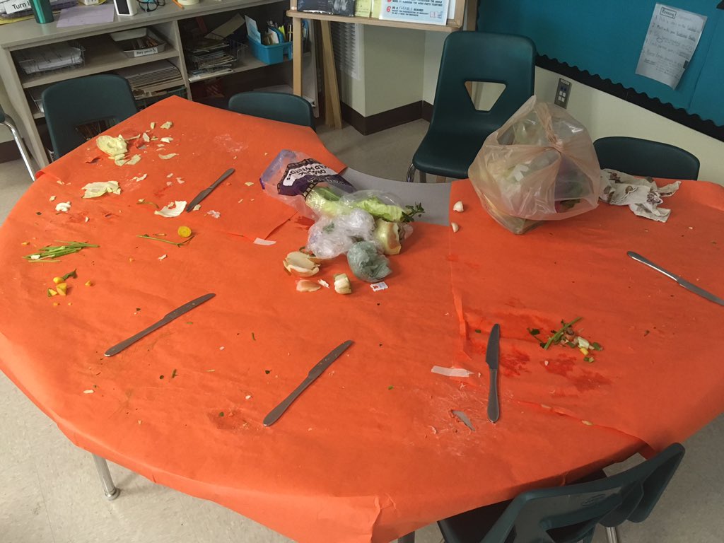 FromMrsCh's tweet photo. Oops! I was so busy monitoring their cutting that I forgot to take cute pictures of them preparing our Stone Soup! https://t.co/0FEloJ5MIX