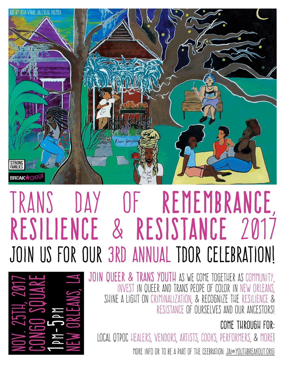 Join us for our 3rd annual TDOR Celebration! 11/25, Congo Square, New Orleans! facebook.com/events/4915930…