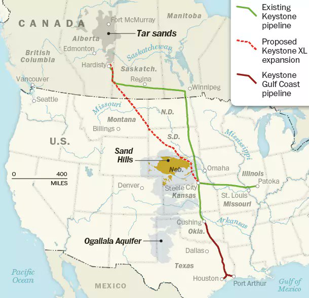 Confused about the difference between #Keystone1 &amp; #KeystoneXL? Here's a helpful map and key facts:

1. Keystone 1 was completed in 2010 and just leaked 210,000 gallons of oil in SD
2. Keystone XL is proposed, but missing a permit in Nebraska that will be decided on Monday #NoKXL
