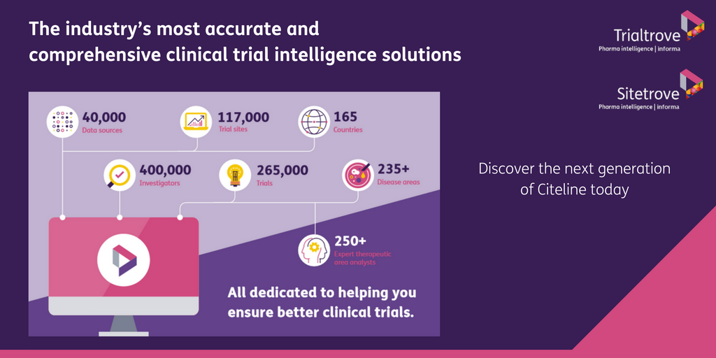 PharmaIgnite's tweet photo. Welcome to the next generation of Citeline's services! Access unparalleled data, receive outstanding support, and discover how the redesigned platform of Citeline’s Trialtrove and Sitetrove can become your essential tools for clinical trial success: https://t.co/kWStl5FZxc https://t.co/Xx3Mtb5PKX