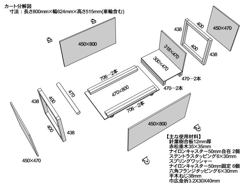 Westxfj 文化祭で製作したジェットコースターカートの分解図です コース幅は直線部分で両端に少し余裕をもたして650mmとしました もう少し狭くても大丈夫そうです 手すりは意外と力がかかるので堅めの素材を使用し しっかり固定しないと破損します 材料