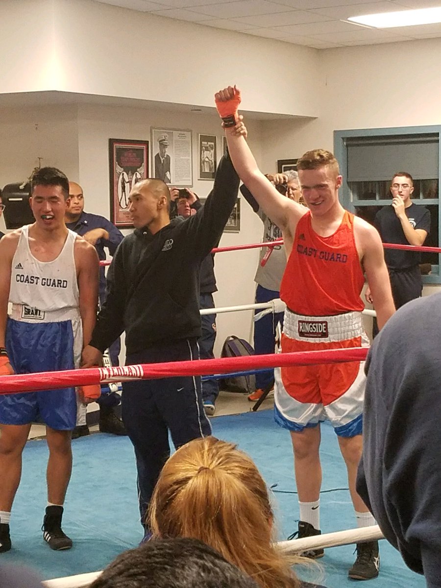 USN_Lacrosse's tweet photo. Looking good Duncan. First intercollegiate boxing match next week. TKO in first intrasquad bout. #USNtigers #CoastGuard https://t.co/GOBGbUgstZ