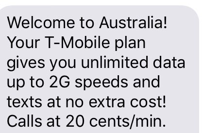 maryannj's tweet photo. @tmobile keeps me in touch. Love it. My s.o., Not so much w Verizon. Far away doesn’t feel so far away. #australia #keepintouch #vacation #connectedbychoice https://t.co/zraJiWF5jN
